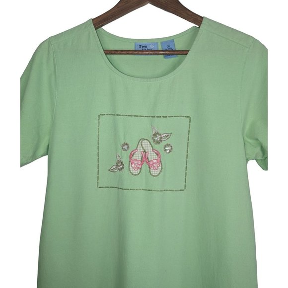 Jane Ashley 90's Y2K 100% Cotton Casual Midi Shift Dress Summer Beachy Wear sz S - Picture 2 of 10